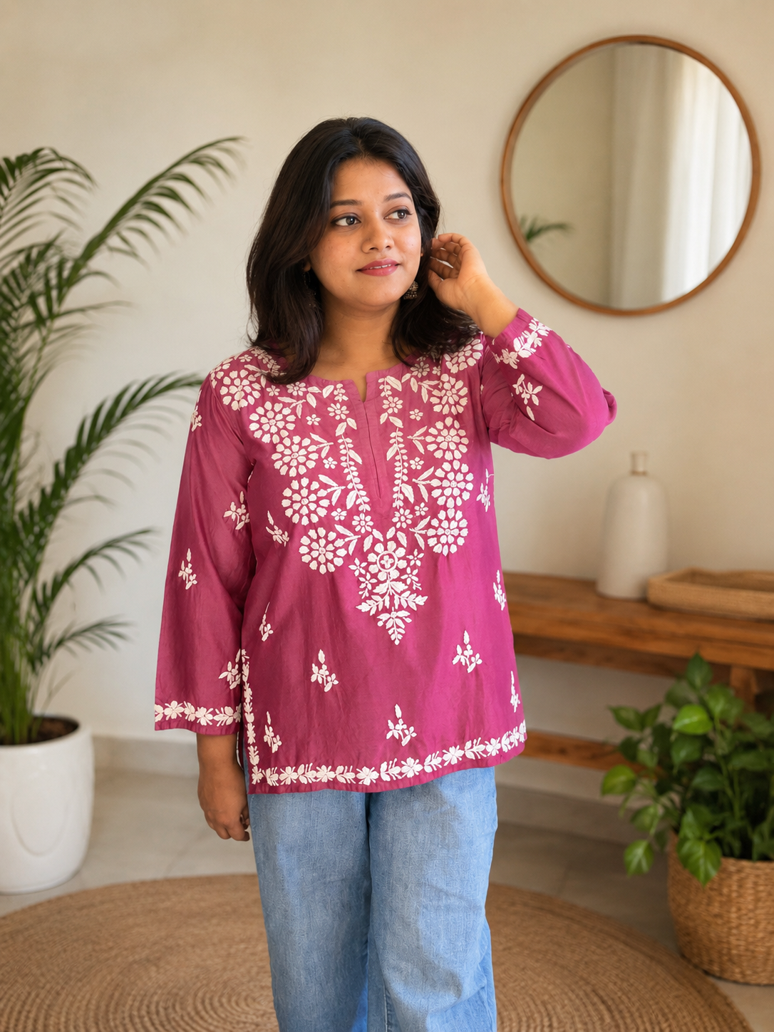 Chanderi Silk Short Kurti