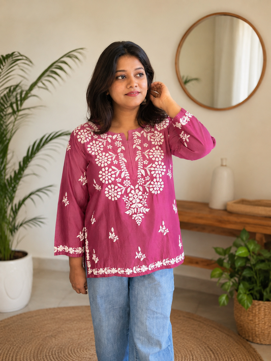 Chanderi Silk Short Kurti