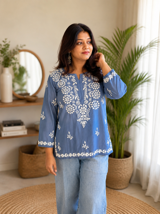 Chanderi Silk Short Kurti
