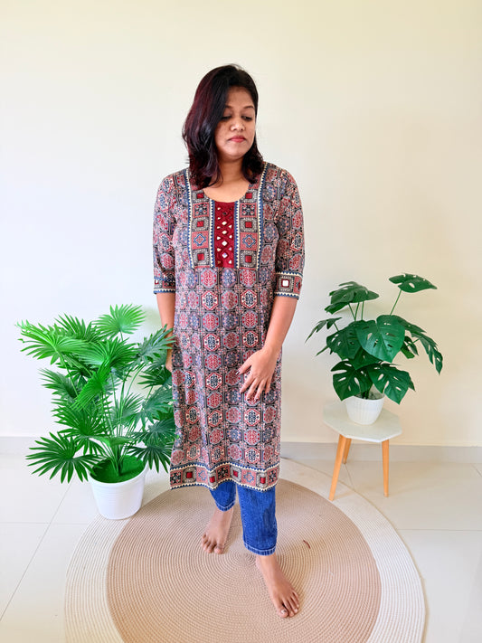 Ajrakh Kurti Top