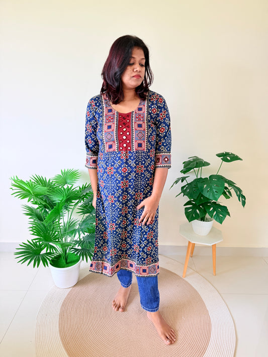 Ajrakh Kurti Top