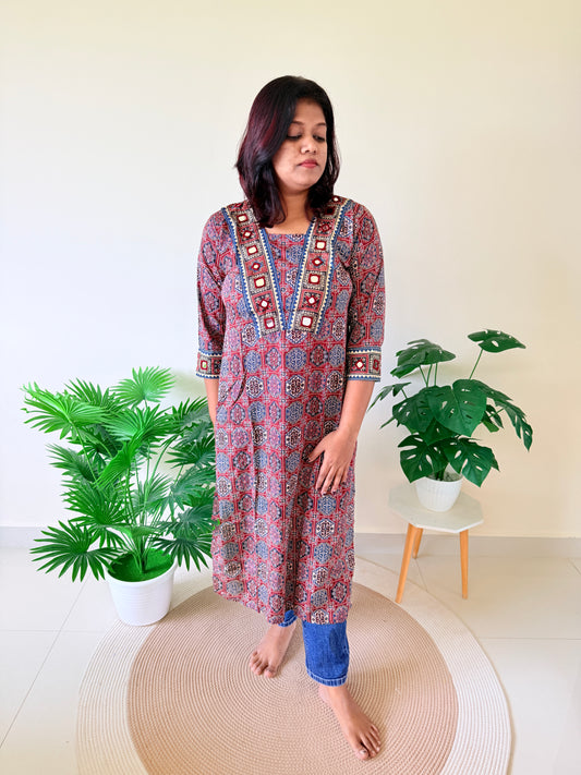 Ajrakh Kurti Top