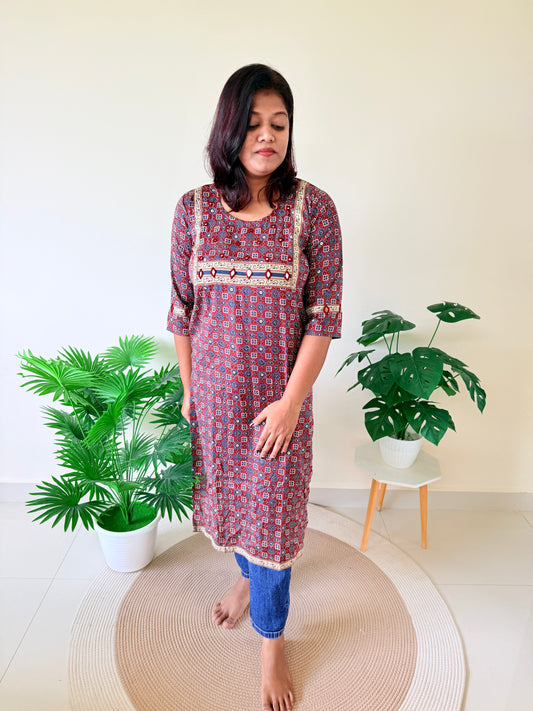 Ajrakh Kurti Top