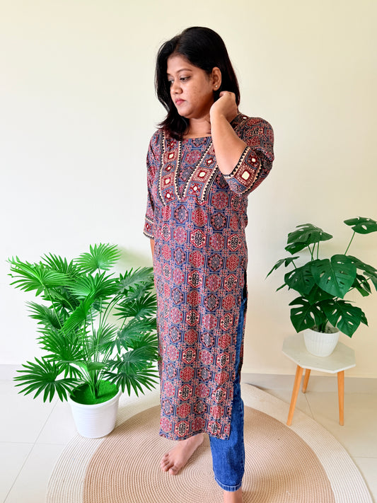 Ajrakh Kurti Top