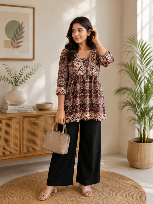 Ajrakh Short Top